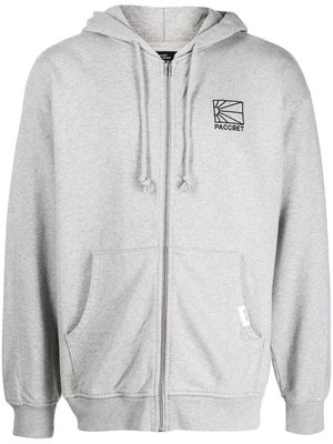 PACCBET embroidered-logo zip-up hoodie - Grey
