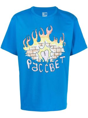PACCBET graphic logo-print T-shirt - Blue