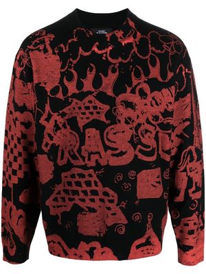 PACCBET graphic-motif embroidered sweater - Black