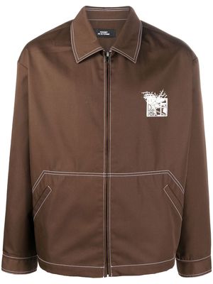 PACCBET graphic-print zip-up jacket - Brown
