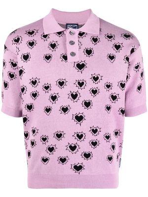 PACCBET heart-motif knitted polo shirt - Purple