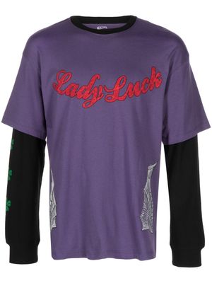 PACCBET Lady luck layered-design T-shirt - Purple