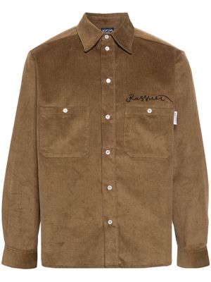 PACCBET Lady Luck logo-embroidered corduroy shirt - Neutrals