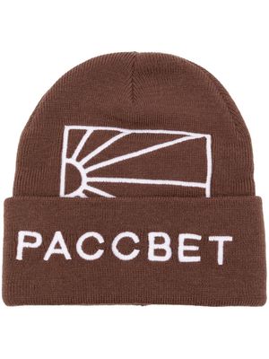 PACCBET logo-embroidered beanie - Brown