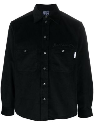 PACCBET logo-embroidered corduroy cotton shirt - Black