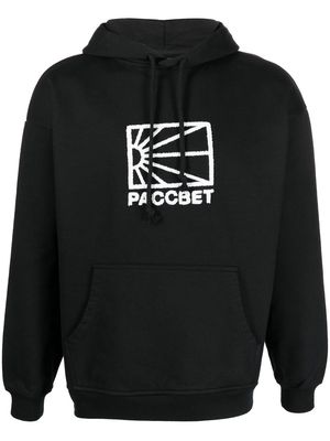 PACCBET logo-embroidered cotton hoodie - Black