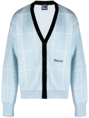 PACCBET logo-embroidered grid-pattern cardigan - Blue