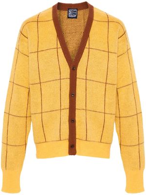 PACCBET logo-embroidered grid-pattern cardigan - Yellow