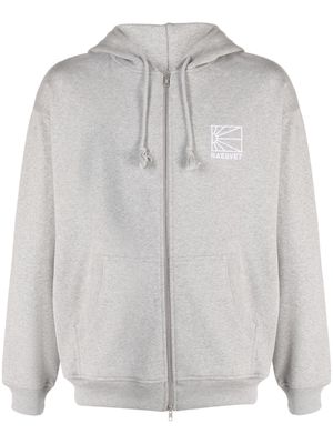 PACCBET logo-embroidered jersey-knit hooded jacket - Grey