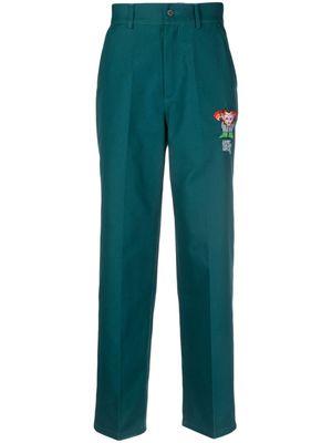 PACCBET logo-embroidered straight-leg trousers - Green