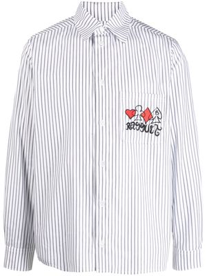 PACCBET logo-embroidered striped cotton shirt - White