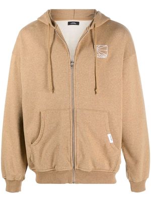PACCBET logo-embroidered zip-up hoodie - Brown