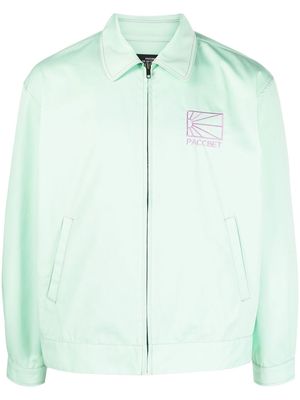 PACCBET logo-print zip-up shirt jacket - Green