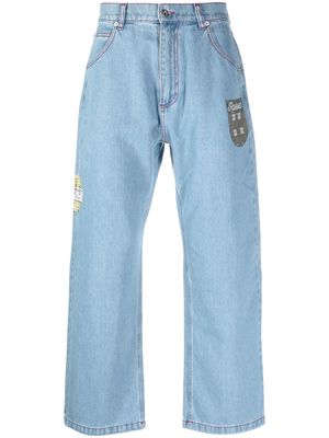 PACCBET patch-detail wide-leg jeans - Blue