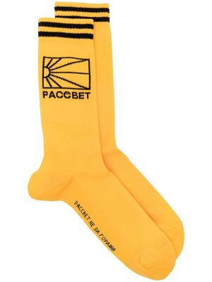 PACCBET side logo-print socks - Yellow