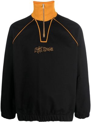 PACCBET slogan-embroidered zipped cotton sweatshirt - Black