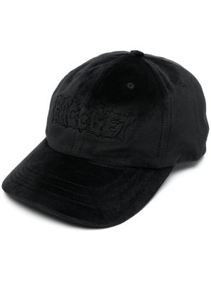 PACCBET velvet-effect logo-embroidered cap - Black