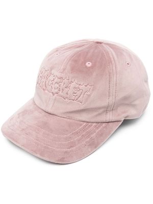 PACCBET velvet-effect logo-embroidered cap - Pink