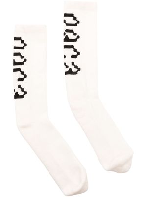 PACE logo-jacquard socks - White