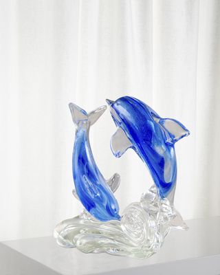 Pacific Dolphin Art Glass Sculpture - 8.5" x 4" x 7.5"