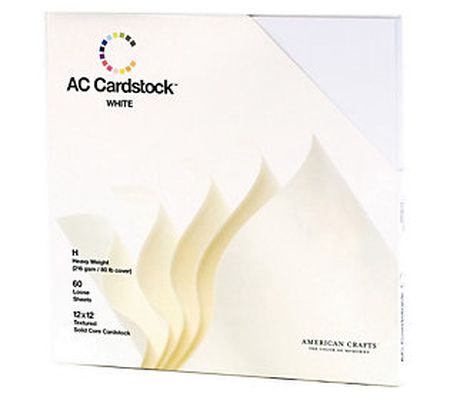 Pack of 60 Solid White American Crafts Textured Cardstock