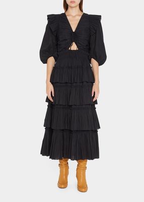Paco Puff Sleeve Tiered Maxi Dress