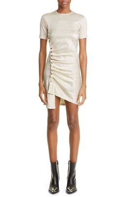 paco rabanne Asymmetric Snap Front Sparkle Minidress in Silver /Gold
