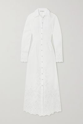 Paco Rabanne - Broderie Anglaise Cotton-poplin Midi Shirt Dress - Off-white