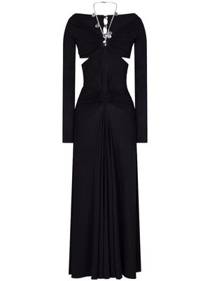 Paco Rabanne chain-detail draped long dress - Black