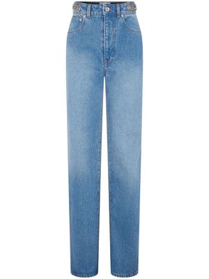 Paco Rabanne chain-embellished straight-leg jeans - Blue