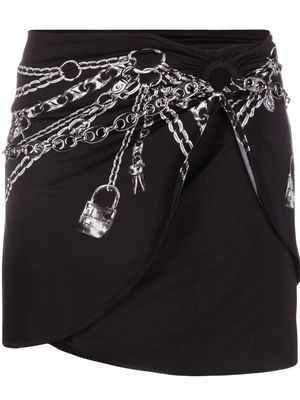 Paco Rabanne chain-print mini skirt - Black