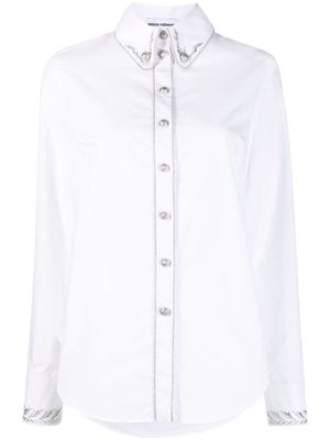 Paco Rabanne contrast-trim organic cotton shirt - White