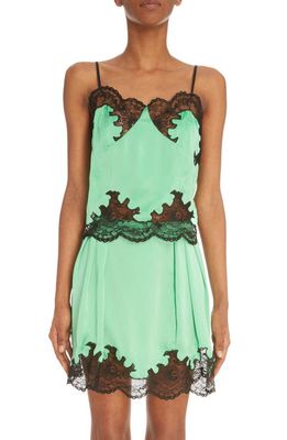 paco rabanne Crop Lace Satin Tank in Bright Green