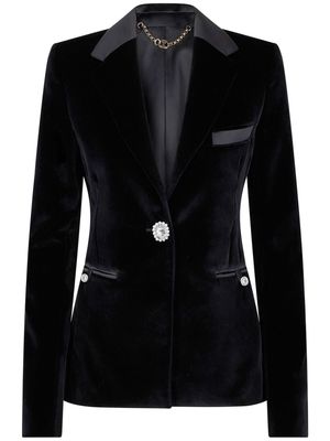 Paco Rabanne crystal-button velour single-breasted blazer - Black