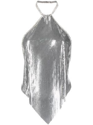 Paco Rabanne crystal-embellished metallic halterneck top - Silver