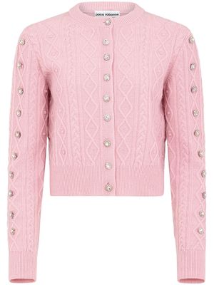 Paco Rabanne crystal-embellishment cable-knit cardigan - Pink