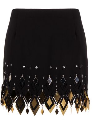 Paco Rabanne embellished cut-out crêpe miniskirt - Black