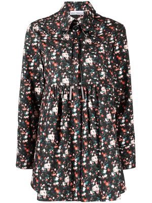 Paco Rabanne embellished floral-print shirt dress - Black