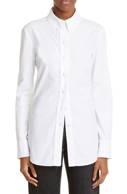paco rabanne Embroidered Cotton Button-Down Shirt in White/Silver