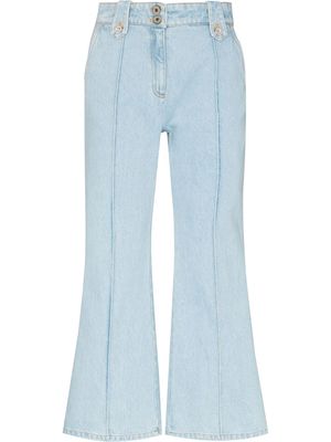 Paco Rabanne flared cropped denim jeans - Blue