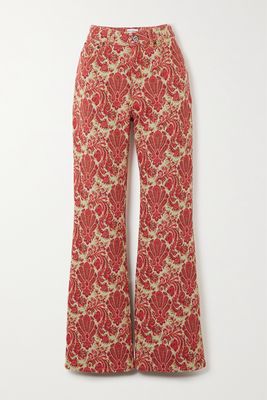 Paco Rabanne - Floral-jacquard Straight-leg Pants - Red