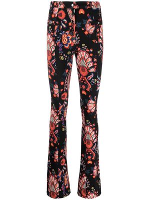 Paco Rabanne floral print high-waisted trousers - Black