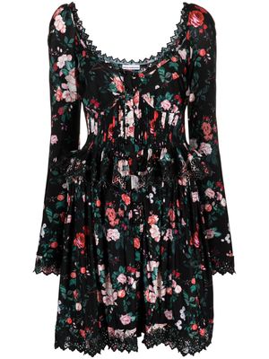 Paco Rabanne floral-print mini dress - Black