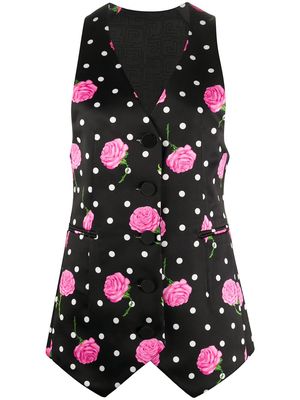 Paco Rabanne floral tailored waistcoat - Black