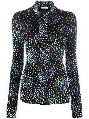 Paco Rabanne geometric print long-sleeve blouse - Black