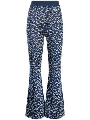 Paco Rabanne graphic-jacquard knitted trousers - Blue