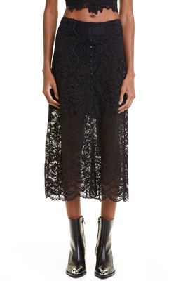 paco rabanne Lace A-Line Midi Skirt in Black