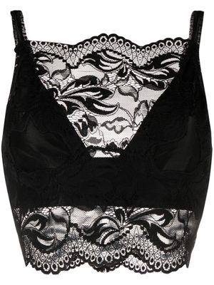 Paco Rabanne lace-detail cropped top - Black
