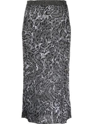 Paco Rabanne leopard-pattern knit midi skirt - Black