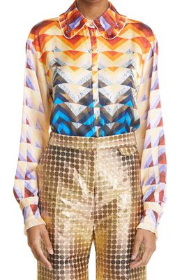 paco rabanne Multicolor Geometric Print Button-Up Shirt in Patchwork